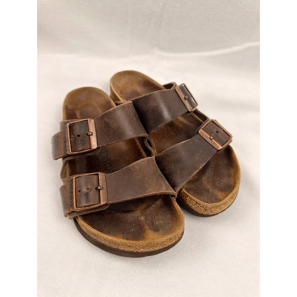 Birkenstock Arizona Tobacco Brown Oiled Leather Sandals Womens 37 L6 M4